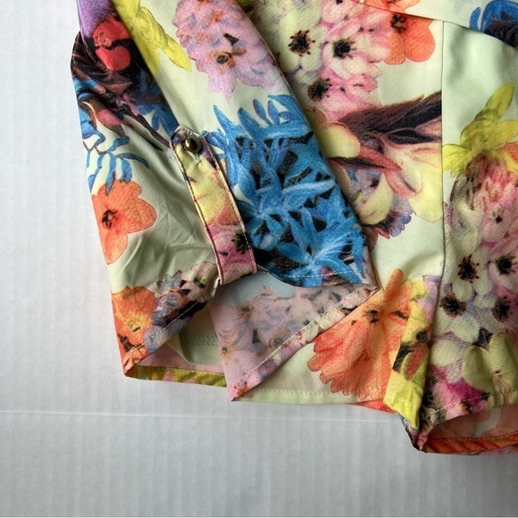 Gianni Bini floral Erynn Romper foam bouquet v neck waist tie size large - Picture 7 of 16